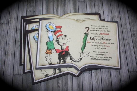 Vintage DR. SEUSS...Cat in the HAT Open book Invitation