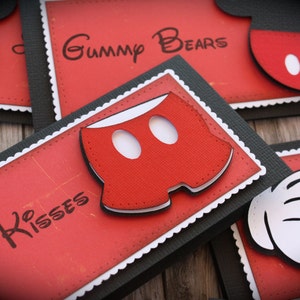 MINNIE/MICKEY Mouse themed Food Tents...Menu Cards....Place Cards...Food Signs set of 6 image 2