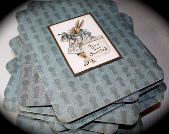 Alice in Wonderland QUEEN of HEARTS Playing Card invite for any occasion...