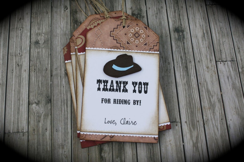 WESTERN inspired Thank You tags...set of 5 image 2