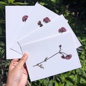 Kaart met echte geperste geumbloem | Enkele steel | Handgemaakt voor verjaardag, Moederdag en feestdagen | Gepersonaliseerde originelen voor jou