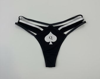 Sparkly straps QOS Thong, Queen of Spades Underwear