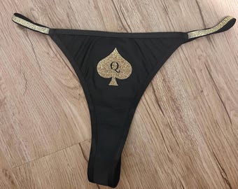 Sparkly QOS Thong, Queen of Spades Underwear
