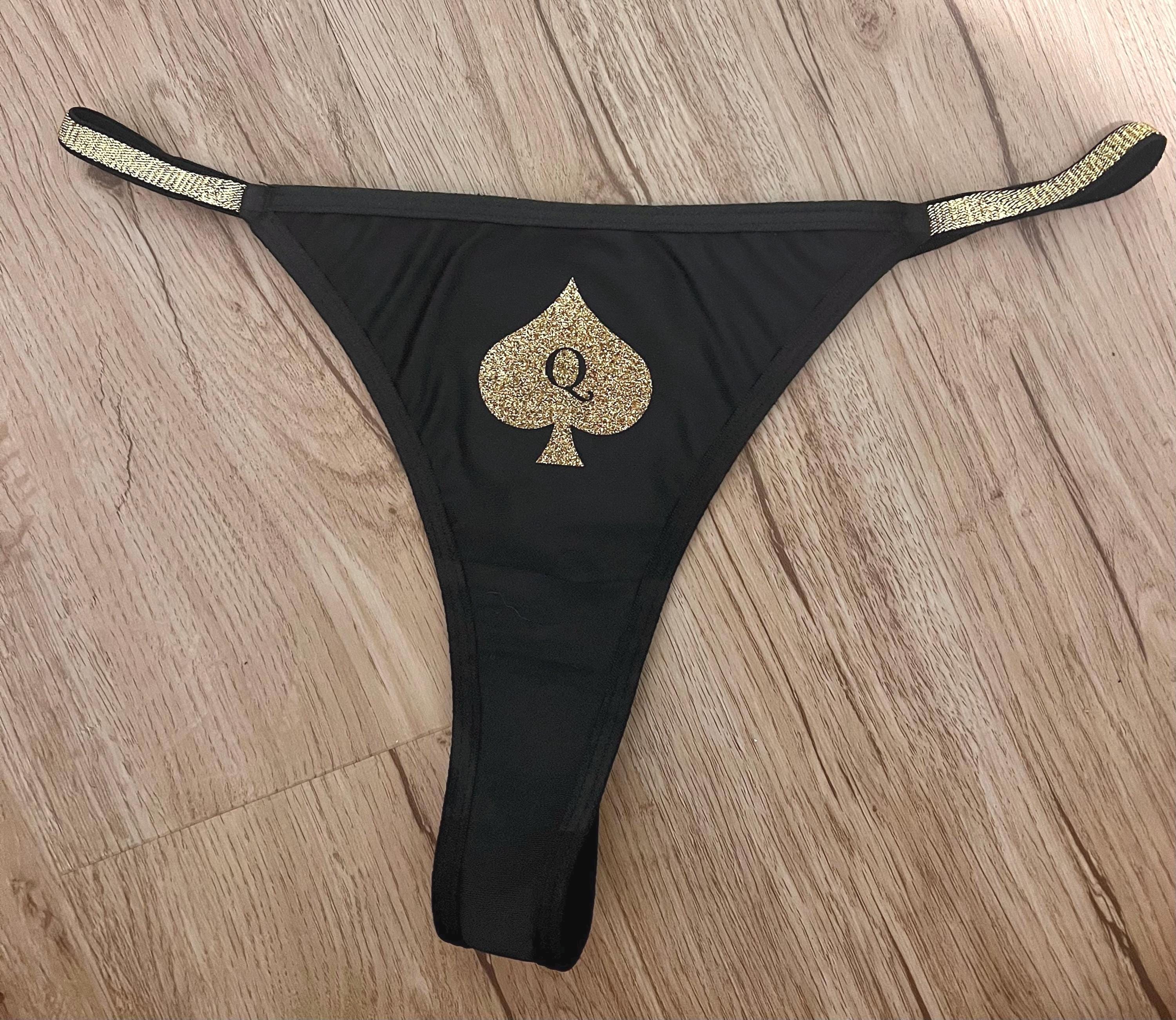 Hotwife Queen of Spades Thong G-string QOS Motif in Black for Hotwives