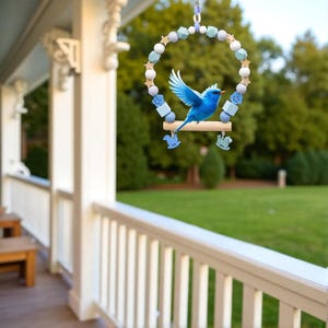 Wood Bird Swing Toy with Perch – Chewing Rocking Gym for Parrots, Cockatiels, Lovebirds – Cage Hanging Toy.