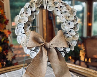 Coastal Door Wreath, Oyster Shell Wreath for Front Door