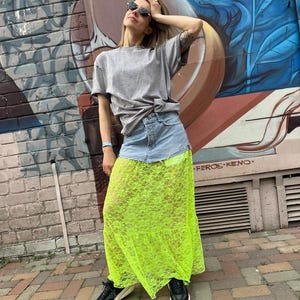 Lace Asymmetrical denim skirt for woman