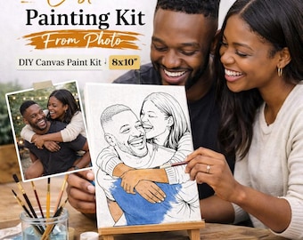 Custom Painting Kit from Photo, DIY Canvas Paint Kit, Beginner Painting Kit, Sip and Paint Party Kit, Personalized Art Gift 8x10