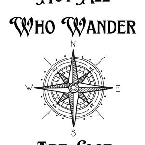 "Fischer-Ästhetik Digitaler Download ""Not All Who Wander Are Lost"" mit Kompass Grafik-dtf, svg, png, jpeg, cut Datei, Sublimation."