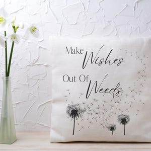 "Inspirierende Digitale Datei - ""Make Wishes Out Of Weeds"" einfach Pusteblumen Grafik minimal dtf, svg, png, jpeg, cut Datei, Sublimation."