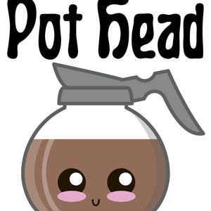 Téléchargement numérique - « Pot Head » avec illustration de cafetière souriante - dtf, svg, png, jpeg, fichier de découpe, sublimation, impression graphique