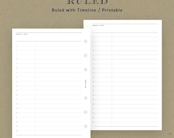 Größe A6 | Liniert mit Timeline-Einlagen: Hobonichi-Stil (Printable PDF)