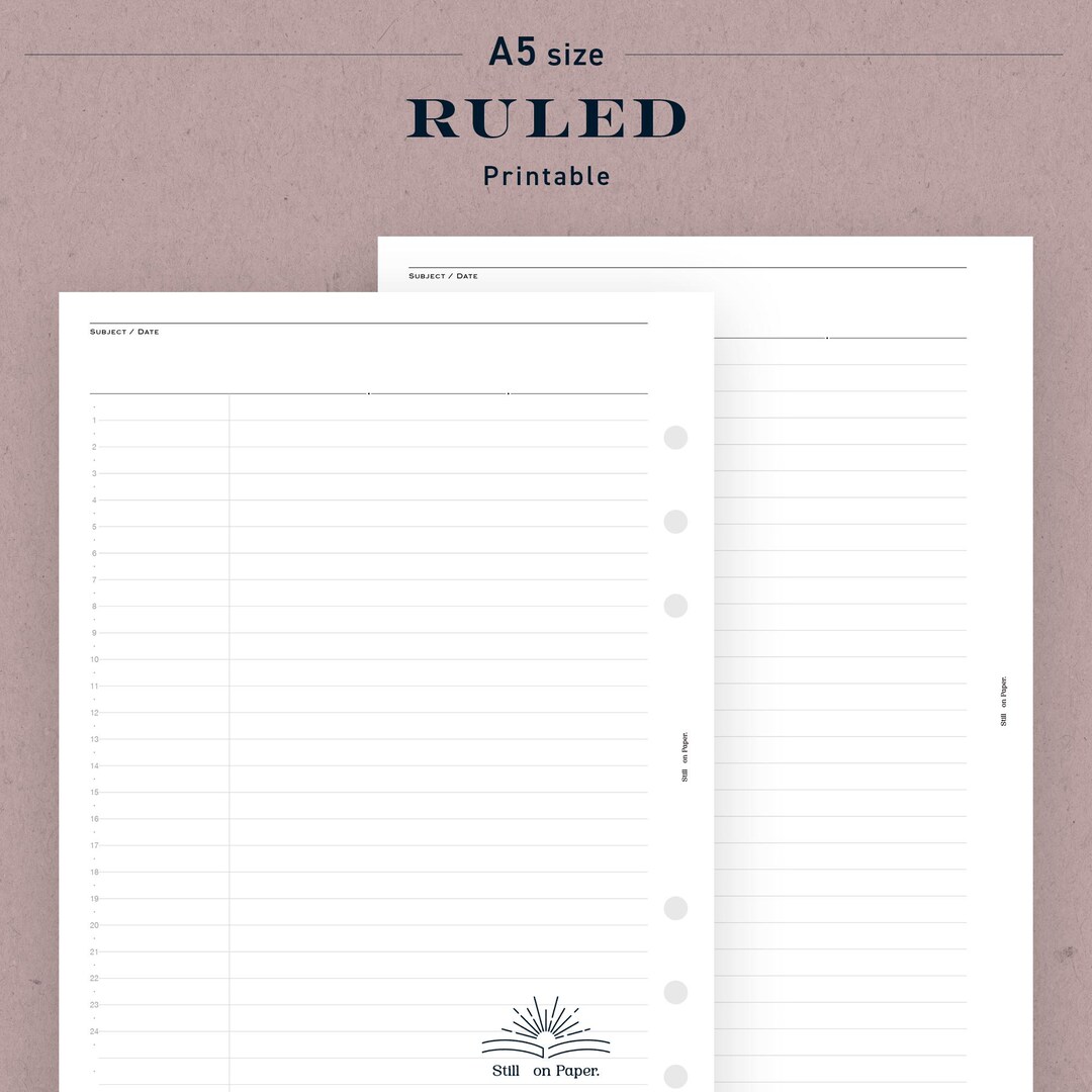 A5 Size | Ruled With Timeline Inserts: Hobonichi Style (printable PDF ...