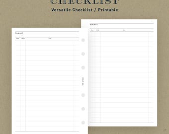 A6 size | Checklist Inserts (Printable PDF)