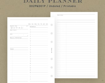 A6 size | Daily Planner Inserts: Monday start (Printable PDF)