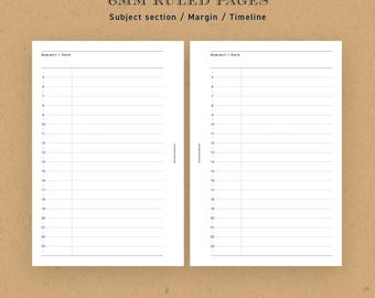 Rozmiar kieszonkowy | W linie z wstawkami z osi czasu: styl Hobonichi (plik PDF do druku)