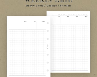 Größe A6 | Wöchentliche Raster-Planer-Einlagen: Montag Start (druckbare PDF)