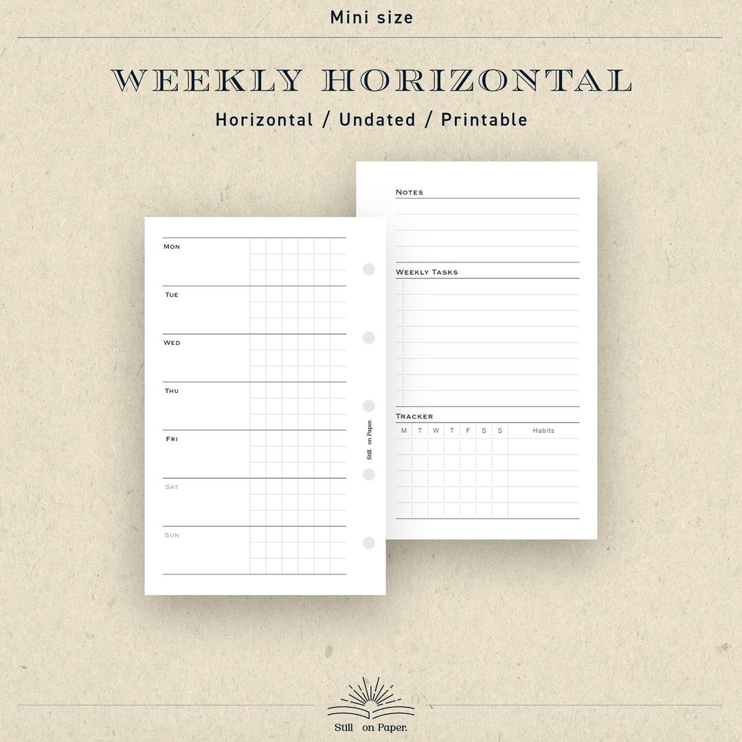 Mini Size | Weekly Horizontal Inserts (printable PDF) - Etsy