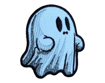 Ghost Iron On Patch, Embroidered Halloween Applique (2.5"X 2")