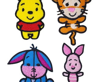 Pooh and Friends Iron On Appliques, Embroidered Patches (4pc)