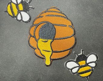 Parches termoadhesivos bordados de abeja, apliques para ropa
