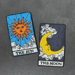 Sun and moon  Iron on patches Embroidered DIY Iron-on/Sew-on Applique Clothing Vest Costume Jeans Denim Jacket,