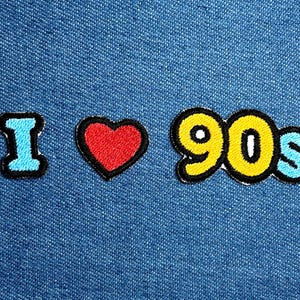 3 stuks I Love 90s geborduurde opstrijkappliqués, doe-het-zelfpatches