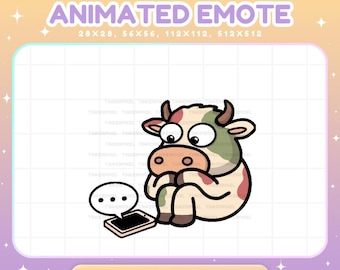 Cow Twitch Emotes Animated, Sad Waiting Text Streaming Chat Decor