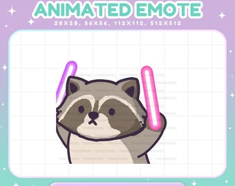 Animated Raccoon Twitch Emotes, Wiggle Animal Hype Emote Streamer Vtuber Decor