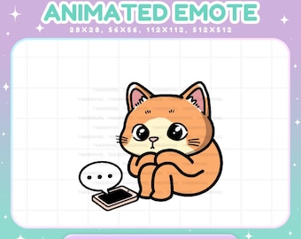 Cat Orange Cream Waiting Text Emote, Kitten Animation VTuber Streamer Vtuber Live Chat