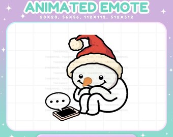 Snowman Waiting Text Emote, Christmas VTuber Streamer Vtuber Live Chat Vibe