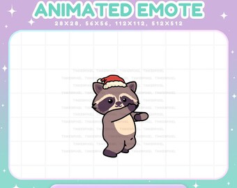 Animated Raccoon Christmas Emote , Dancing Chill Xmas VTuber Streamer Vtuber Live Chat Vibe