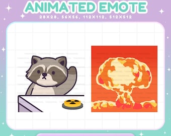 Raccoon Twitch Emotes Animated, Explosion Dynamite Streamer Vtuber Chat Decor