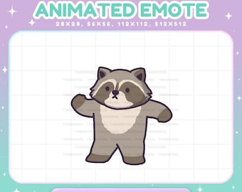 Raccoon Twitch Emote Animated, Dancing Emote for Live Streamer Vtuber