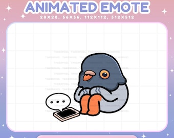 Pigeon Twitch Emotes Animated, Sad Bird Waiting Livestream Chat Emot Alert