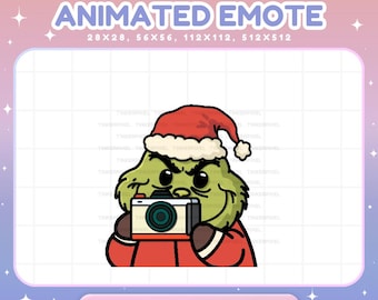 Grinch Emote Animated Twitch, Christmas Twitch Streaming Vtuber Chat (Digital Download)