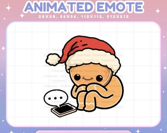 Gingerbread Waiting Text Emote, Christmas VTuber Streamer Vtuber Live Chat Vibe