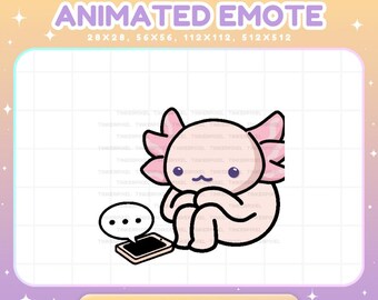 Axolotl Waiting Text Emote, Animal Animation VTuber Streamer Vtuber Live Chat