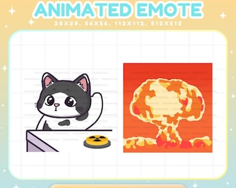 Black Cat Twitch Emotes Animated, White Kitty Explosion Stream Animation Vtuber Chat Alert