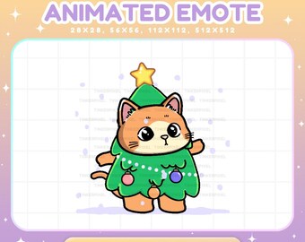 Animated Cat Christmas Emote Xmas Tree Orange Kitty for Twitch (Digital Download)