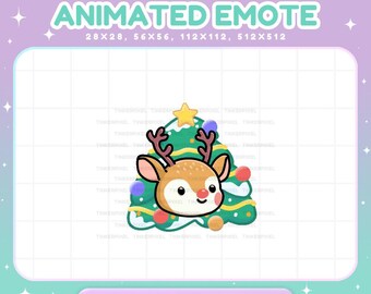 Rentier Emote Twitch Animiert, Weihnachtsbaum Emotes Für Streamer Vtuber