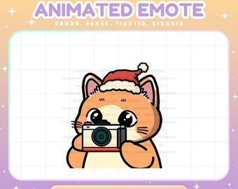 Cat Christmas Emote Animated, Twitch Orange Kitty Camera Streaming Chat