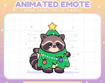 Animated Raccoon Christmas Emote For Twitch YouTube Kick Discord (Digital Download)