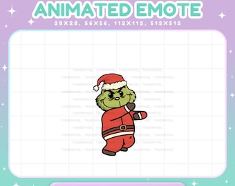 Animated Grinch Christmas Emote , Dancing Chill Xmas VTuber Streamer Vtuber Live Chat Vibe