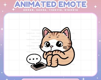 Cat Orange White Waiting Text Emote, Kitten Animation VTuber Streamer Vtuber Live Chat
