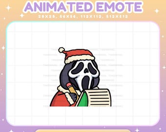 Ghost Christmas Emote Animated, Twitch Santa List Note Streamer Vtuber Chat