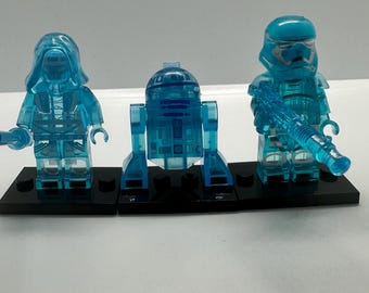 Custom Star Wars Hologram Trooper R2-D2 Jedi Trio Pack Of Three Custom Lego Minifigures