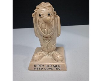 Vintage RW Berries Cos 1968 "Dirty Old Men Need Love Too"  Made in the USA Resin Figurine