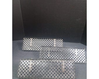 Vintage Mid Century Retro  HOMECO 3 pc set of Black Metal Mesh Wall Shelves 1960s  Atomic