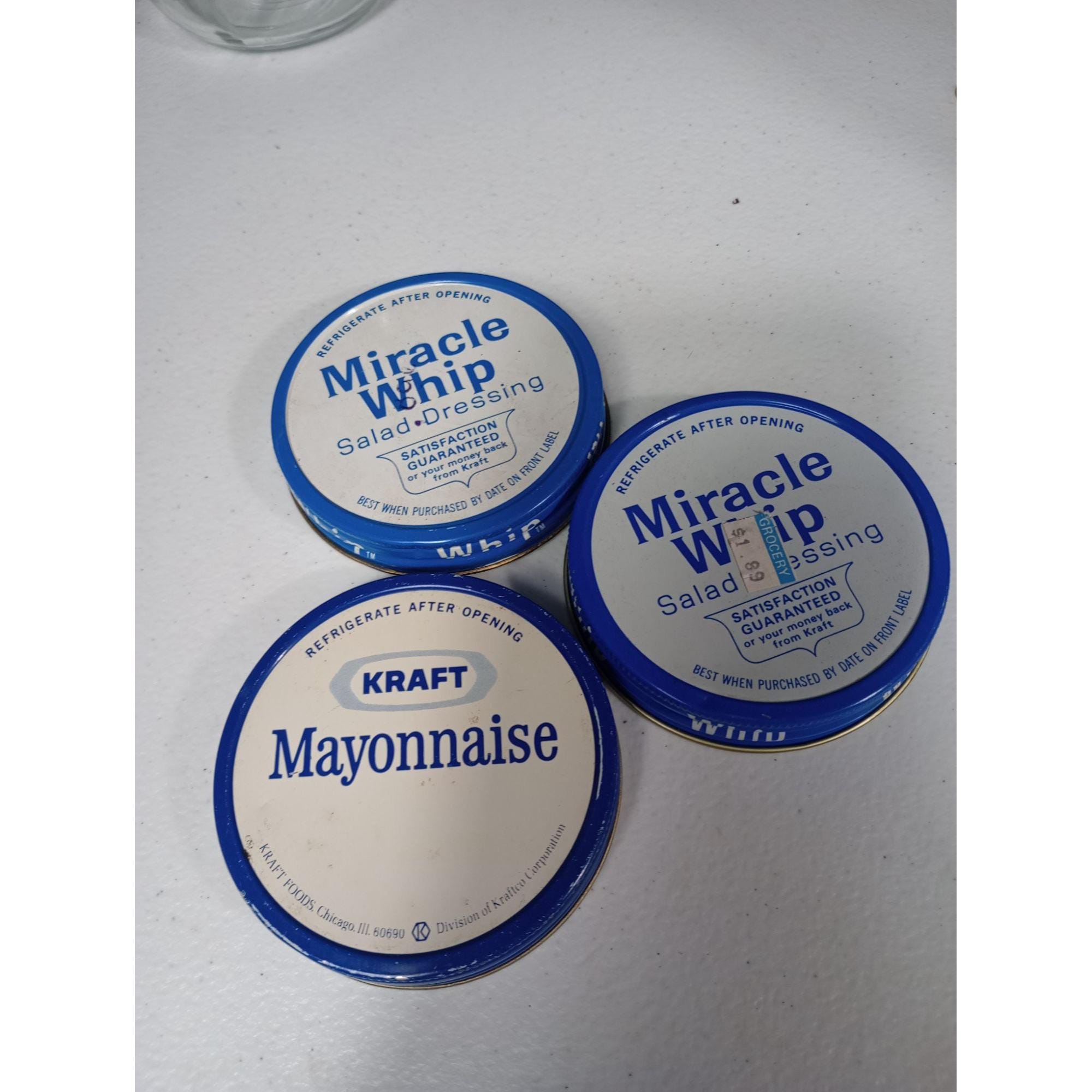 Vintage 1970s Era 3 Piece Lot of Kraft Mayonnaise With Label and 2